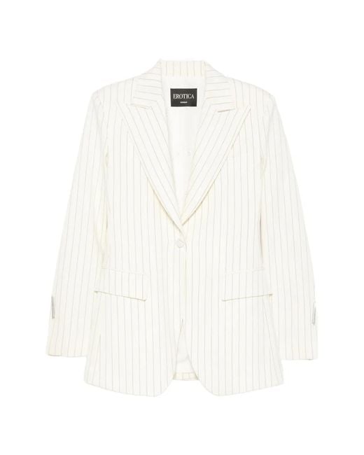 Dondup White Pinstripe-Pattern Peaked-Lapel Blazer