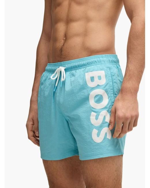 Boss Blue Logo Swim Shorts for men
