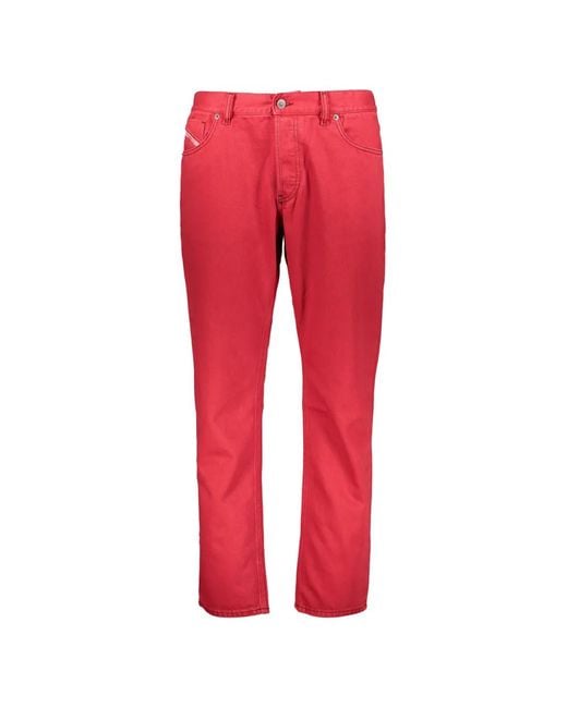 DIESEL Red Straight Jeans for men