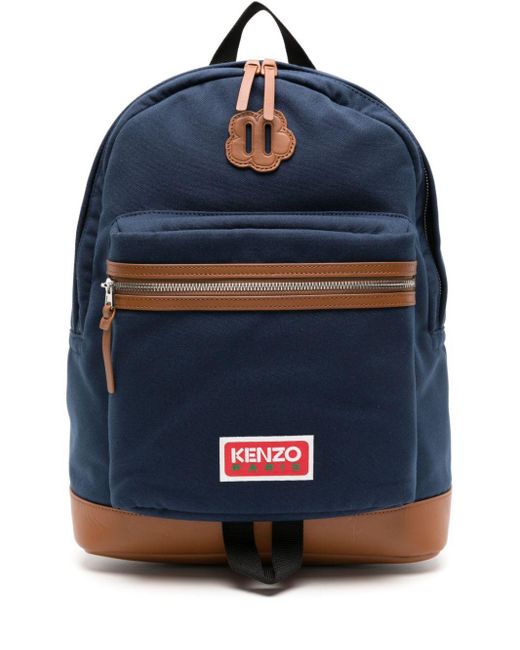 KENZO Blue Explore Logo-patch Backpack for men