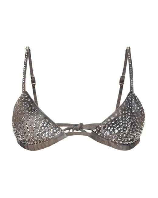 The Attico Gray Studded Triangle Bra