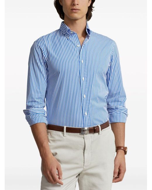 Polo Ralph Lauren Blue Stripe-pattern Cotton Shirt for men