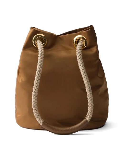 Prada Brown Mariner Re-Nylon Small Bucket Bag