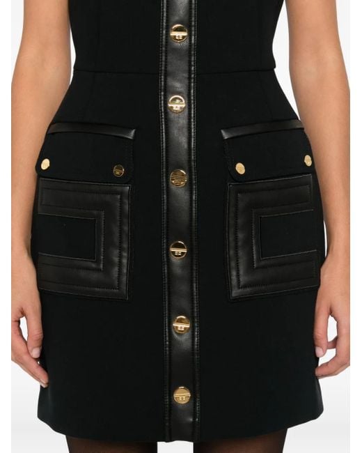 Elisabetta Franchi Black Button-Front Mini Dress