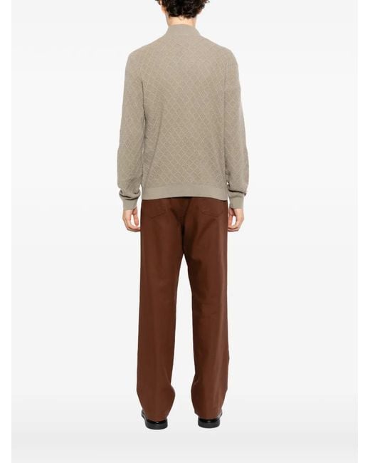Emporio Armani Natural Diamond-Textured Zip-Up Cardigan for men