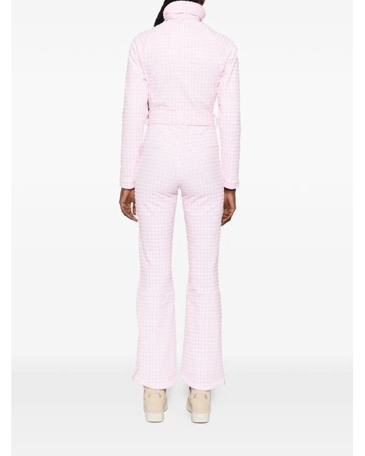 CORDOVA Pink Gingham-Pattern Belted Ski Suit