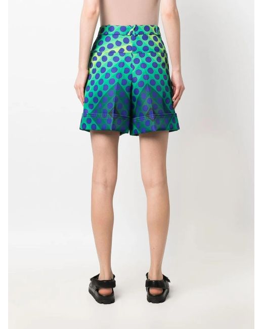 Rabanne Blue High-Waisted Graphic-Print Shorts