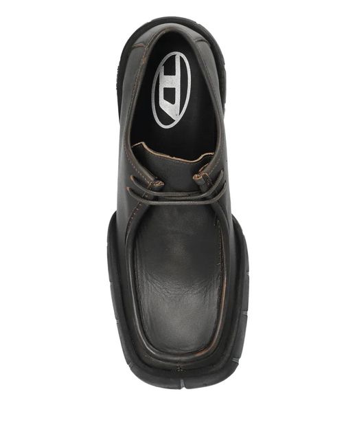 DIESEL Black D-Tex Chunky Sole Derby Shoes for men