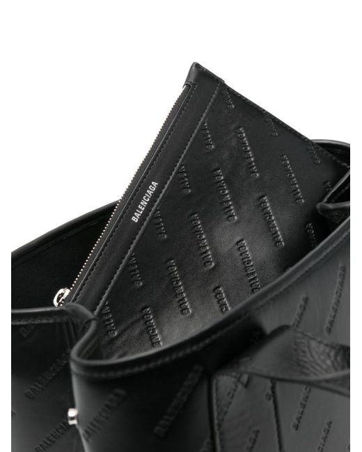 Bolso shopper con logo en relieve Balenciaga de color Black