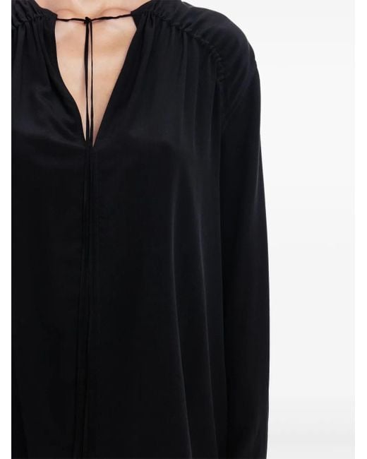 Victoria Beckham Black Gathered-Detail Blouse
