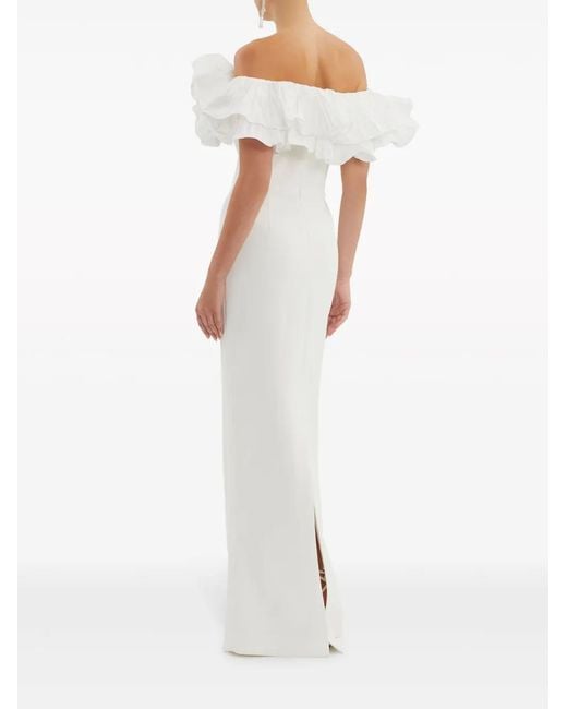 Rebecca Vallance White Tessa Ruffled Gown