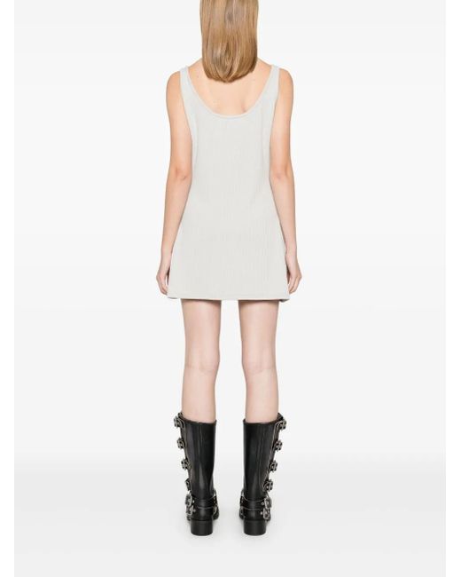 Elena Velez White Fein geripptes Minikleid