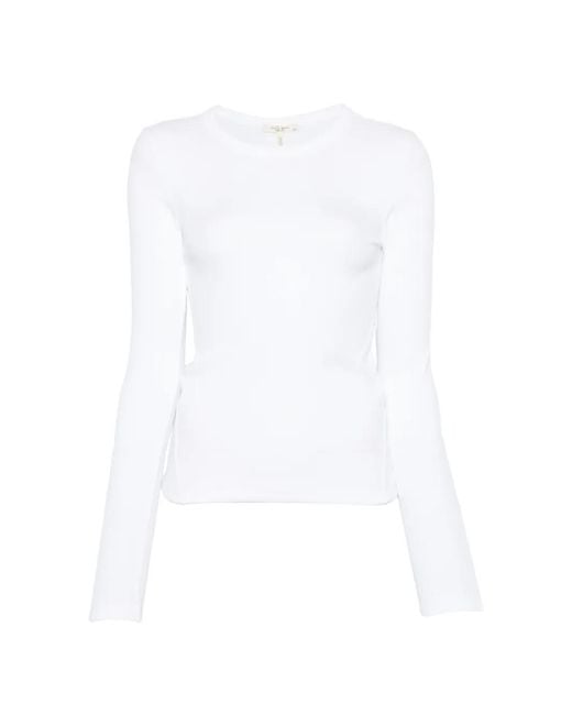 Rag & Bone レディース ホワイト ラウンドネック Tシャツ