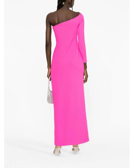 Solace London Pink Palmer One-Shoulder Maxi Dress