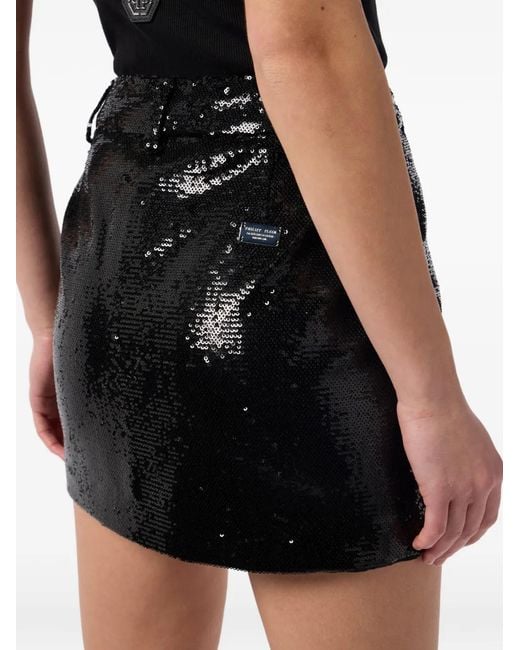 Philipp Plein Black Sequin Mini Skirt