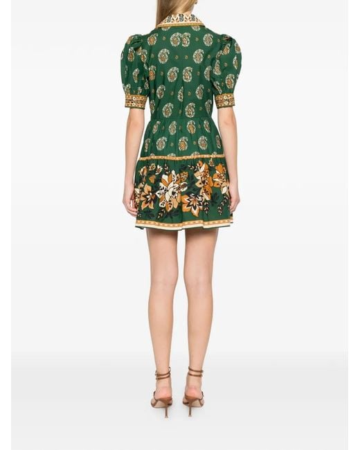 Farm Rio Green Floral-Print Tie Dress