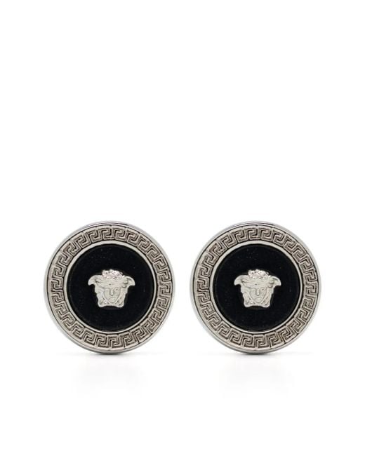 Versace Black Medusa Stud Earrings for men