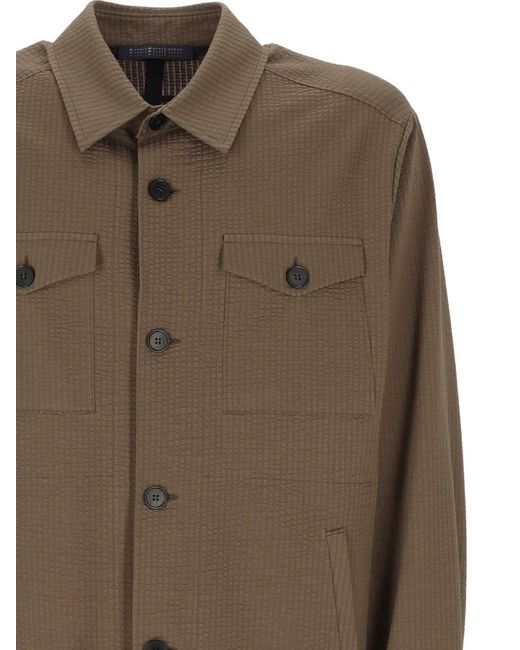 Harris Wharf London Brown Buttoned Patch-Pocket Jacket for men