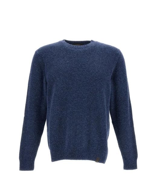 Zanone Blue Crew-Neck Bouclé Sweater for men
