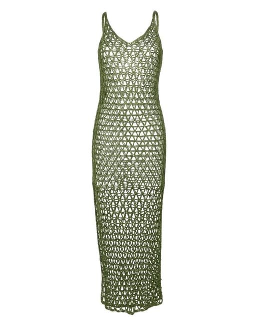 Paramidonna Green Gigi Crochet Silk Dress