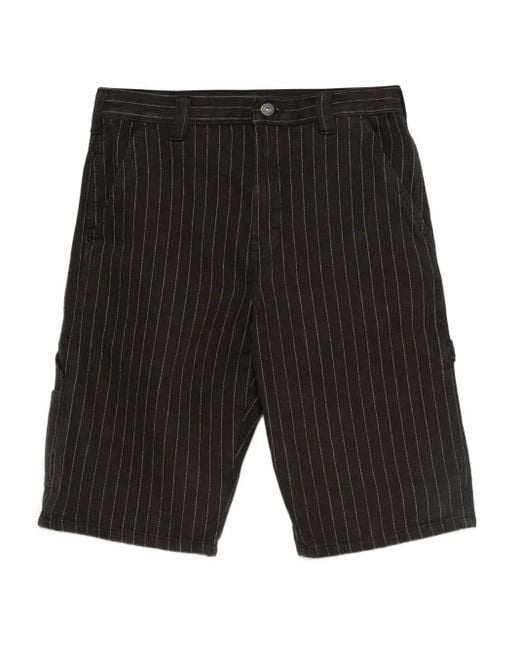 Dickies Black Service Carpenter Pinstripe Cotton Shorts for men