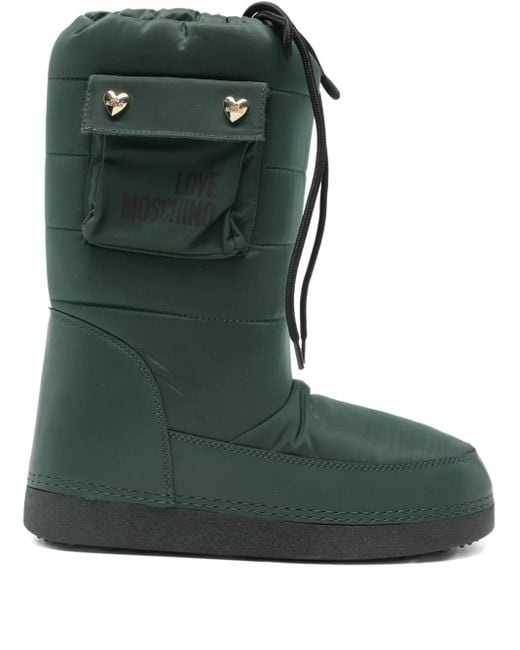 Stivali Da Neve Con Borchie di Love Moschino in Green