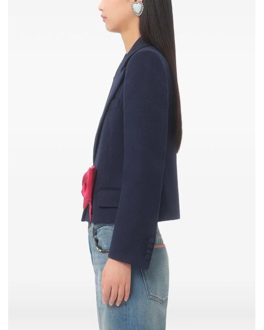 Valentino Garavani Blue Bow-Detail Single-Breasted Blazer