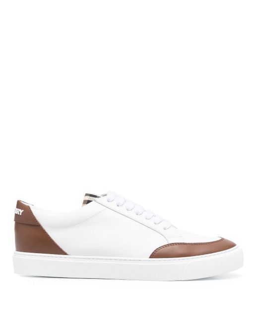 Burberry Vintage Check-pattern Leather Sneakers in het White