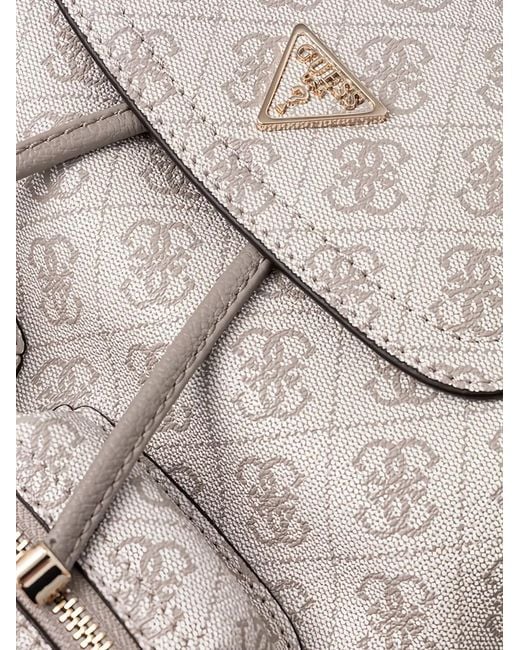 Guess Gray Manhattan Monogram Flap Backpack