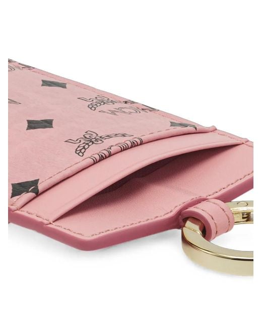 MCM Pink Visetos Lanyard Card Holder