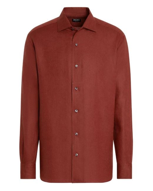Camicia A Maniche Lunghe di Zegna in Red da Uomo