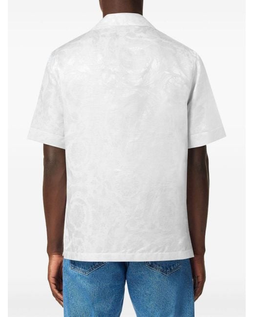 Camisa con motivo Barocco en jacquard Versace de hombre de color White