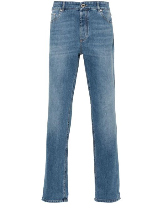 Brunello Cucinelli Blue Mid-rise Straight-leg Jeans for men