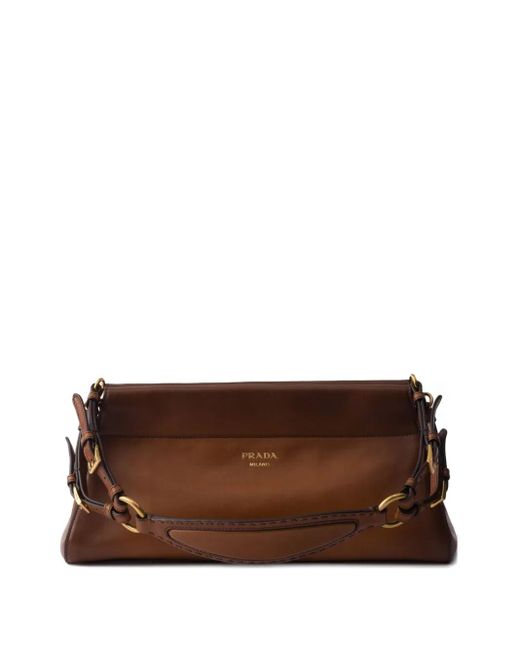 Prada Brown Medium Enchaine Leather Shoulder Bag
