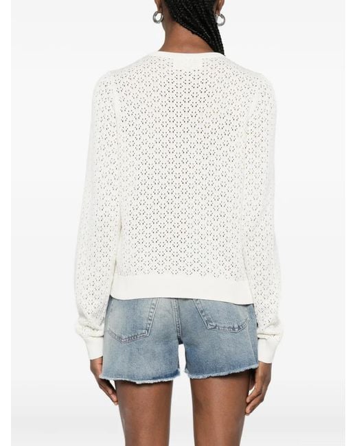 Bompard White Pointelle Button Cardigan