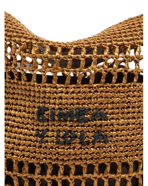Bimba Y Lola Brown Medium Raffia-Effect Handbag