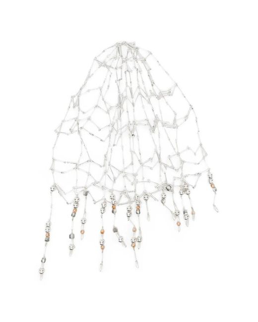 Rabanne White Beaded Chain Cap