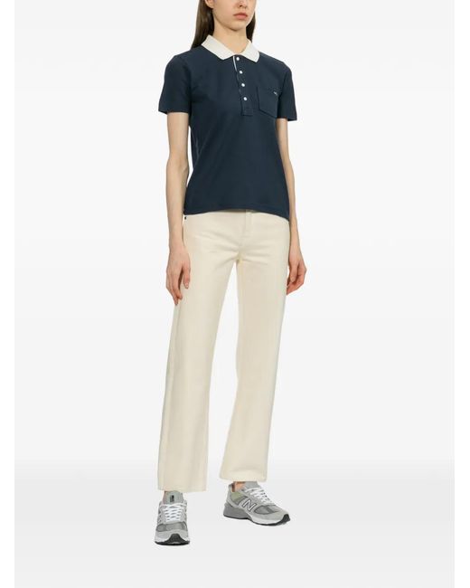 A.P.C. Blue Half Button-Up Polo