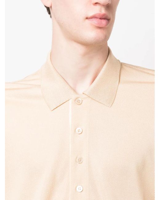 Tom Ford Natural Piqué Long-Sleeve Polo Shirt for men