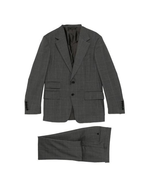 虎*介様 TOM FORD グレー チェック柄 スーツ スリーピース　高級スーツ Tom Ford メンズ グレー チェック スーツの通販はau PAY マーケット