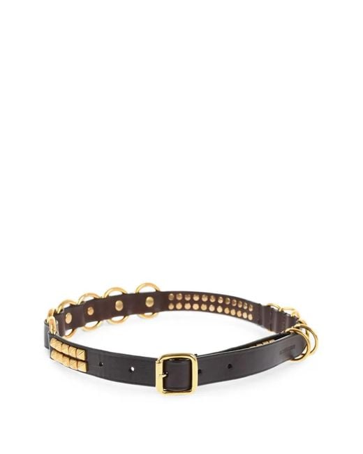 DSquared² Brown Stud-Embellished Leather Belt