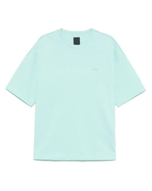 Juun.J Blue Logo-Embroidered T-Shirt for men
