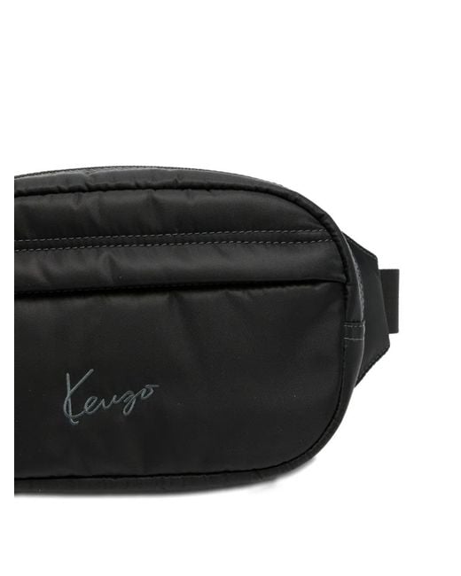 KENZO Black Logo-Embroidered Belt Bag for men