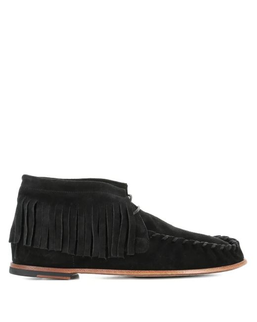 Alexander Hotto Black Fringed Suede Ankle Boots