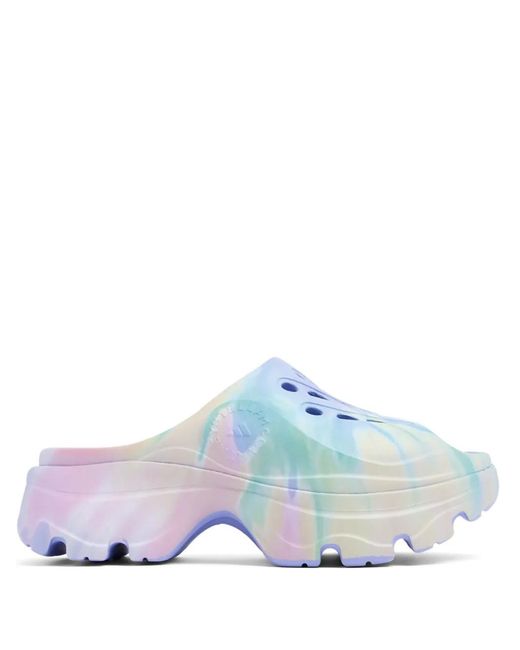Adidas By Stella McCartney White Swirl-Print Peep-Toe Clogs
