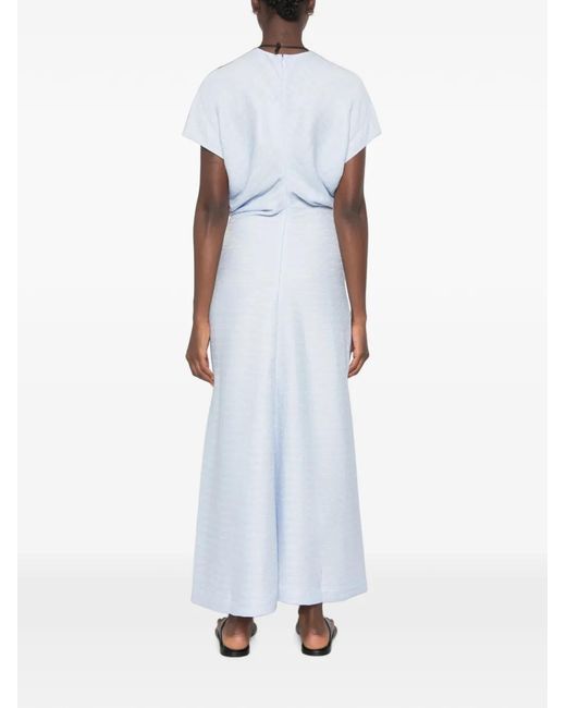 Totême  Blue Robe Longue À Taille Froncée