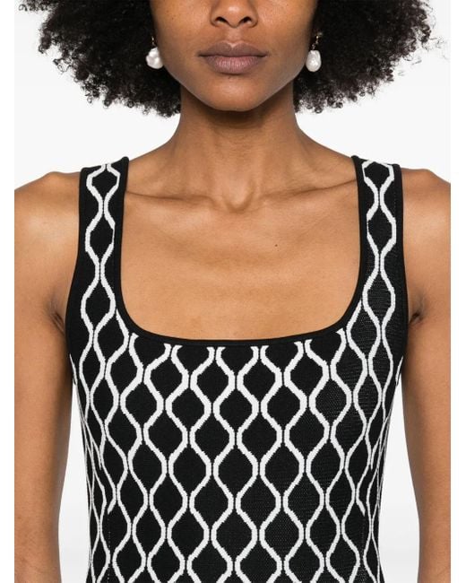 Maje Black Midikleid Mit Geometrischem Print