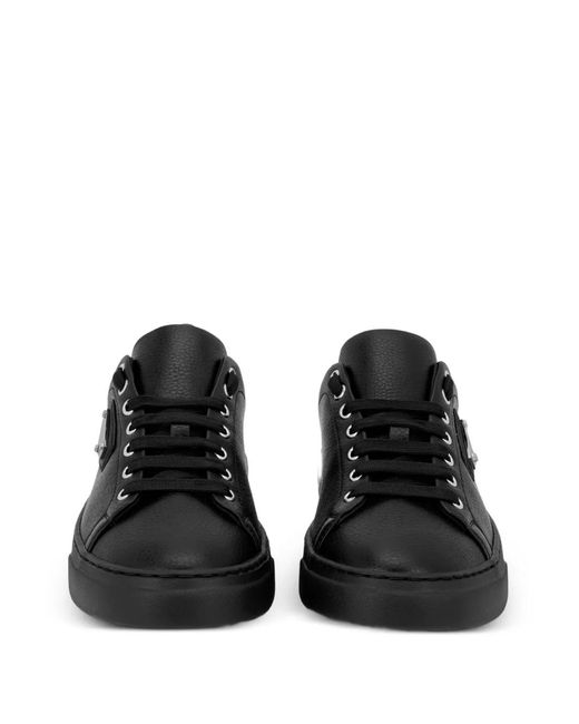 Philipp Plein Black Titan Leather Logo-Plaque Sneakers