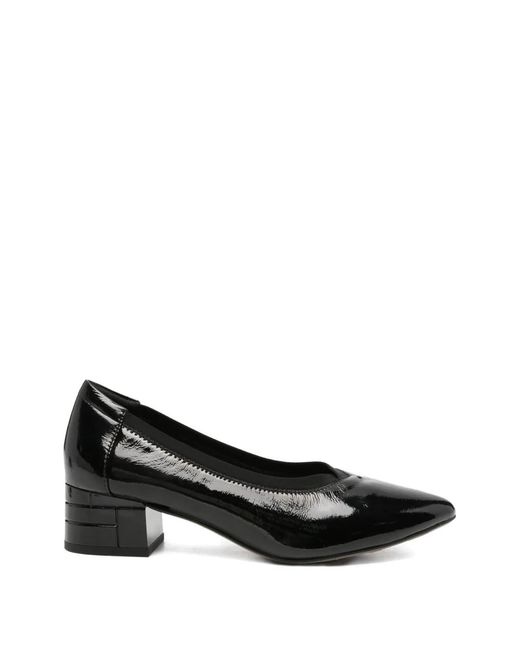 Linda Baumann Black Patent-Finish Block-Heel Pumps