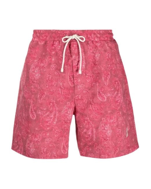 Brunello Cucinelli Badeshorts mit Paisley-Print in Red für Herren